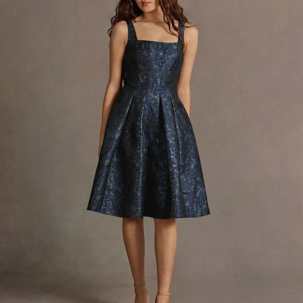 Azazie Jackie Nacy Jacquard Pleated Dress Size 22 NWT